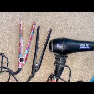 Two CHI straightener and Hot tools hair dryer bundle.